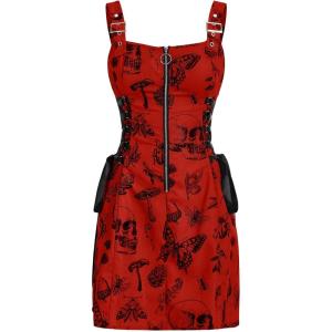 imageSOLY HUX Womens Gothic Zipper Bodycon Mini Dress Skull Print Tie Up Sleeveless Mini DressesRed Graphic