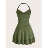 imageSOLY HUX Cute Halter Mini Dresses for Women Summer Sexy Club Party Backless Short SundressArmy Green