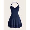 imageSOLY HUX Cute Halter Mini Dresses for Women Summer Sexy Club Party Backless Short SundressDark Blue