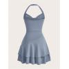 imageSOLY HUX Cute Halter Mini Dresses for Women Summer Sexy Club Party Backless Short SundressDusty Blue