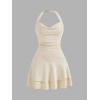 imageSOLY HUX Cute Halter Mini Dresses for Women Summer Sexy Club Party Backless Short SundressPure Beige