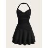 imageSOLY HUX Cute Halter Mini Dresses for Women Summer Sexy Club Party Backless Short SundressPure Black
