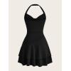 imageSOLY HUX Cute Halter Mini Dresses for Women Summer Sexy Club Party Backless Short SundressPure Black