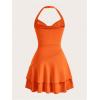 imageSOLY HUX Cute Halter Mini Dresses for Women Summer Sexy Club Party Backless Short SundressPure Orange