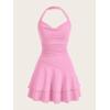 imageSOLY HUX Cute Halter Mini Dresses for Women Summer Sexy Club Party Backless Short SundressPure Pink