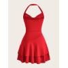 imageSOLY HUX Cute Halter Mini Dresses for Women Summer Sexy Club Party Backless Short SundressRose Red