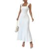 imageSOLY HUX Womens Backless Bodycon Dress Square Neck Sleeveless Fishtail Hem Textured Long DressesPure White