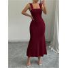 imageSOLY HUX Womens Backless Bodycon Dress Square Neck Sleeveless Fishtail Hem Textured Long DressesSolid Burgundy