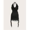 imageSOLY HUX Womens Halter Ruffle Cami Mini Dresses Bodycon Backless Club Party DressPlain Black