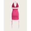 imageSOLY HUX Womens Halter Ruffle Cami Mini Dresses Bodycon Backless Club Party DressPlain Hotpink
