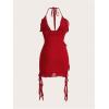 imageSOLY HUX Womens Halter Ruffle Cami Mini Dresses Bodycon Backless Club Party DressSolid Red
