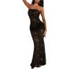 imageSOLY HUX Womens Lace Sheer Maxi Dress Strapless Sleeveless Tube Fishtail Bodycon Long Party Club DressesPure Black
