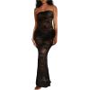 imageSOLY HUX Womens Lace Sheer Maxi Dress Strapless Sleeveless Tube Fishtail Bodycon Long Party Club DressesPure Black