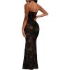 imageSOLY HUX Womens Lace Sheer Maxi Dress Strapless Sleeveless Tube Fishtail Bodycon Long Party Club DressesPure Black