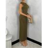 imageSOLY HUX Womens Off The Shoulder Maxi Dress Bodycon Ruched Asymmetrical Neck Long Dresses Party Evening DressPure Army Green