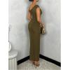 imageSOLY HUX Womens Off The Shoulder Maxi Dress Bodycon Ruched Asymmetrical Neck Long Dresses Party Evening DressPure Army Green