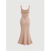 imageSOLY HUX Womens Open Back Cowl Neck Bodycon Maxi Dresses Sleeveless Tie Backless Cami Party Long DressPlain Apricot