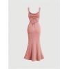 imageSOLY HUX Womens Open Back Cowl Neck Bodycon Maxi Dresses Sleeveless Tie Backless Cami Party Long DressPlain Pink