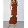 imageSOLY HUX Womens Open Back Cowl Neck Bodycon Maxi Dresses Sleeveless Tie Backless Cami Party Long DressSolid Rust Brown