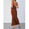 imageSOLY HUX Womens Open Back Cowl Neck Bodycon Maxi Dresses Sleeveless Tie Backless Cami Party Long DressSolid Rust Brown