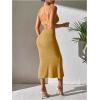 imageSOLY HUX Womens Open Back Going Out Dresses Cut Out Cami Spaghetti Strap Backless Midi Bodycon DressPlain Yellow