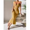 imageSOLY HUX Womens Open Back Going Out Dresses Cut Out Cami Spaghetti Strap Backless Midi Bodycon DressPlain Yellow