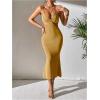 imageSOLY HUX Womens Open Back Going Out Dresses Cut Out Cami Spaghetti Strap Backless Midi Bodycon DressPlain Yellow