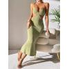 imageSOLY HUX Womens Open Back Going Out Dresses Cut Out Cami Spaghetti Strap Backless Midi Bodycon DressSolid Green