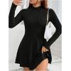 imageSOLY HUX Womens Plus Size Dress Mock Neck Long Sleeve Ribbed Knit A Line Mini DressesPure Black