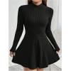 imageSOLY HUX Womens Plus Size Dress Mock Neck Long Sleeve Ribbed Knit A Line Mini DressesPure Black