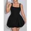 imageSOLY HUX Womens Plus Size Square Neck Sleeveless A Line Bubble Dress Y2k Mini DressesPlain Black