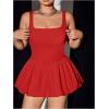imageSOLY HUX Womens Plus Size Square Neck Sleeveless A Line Bubble Dress Y2k Mini DressesPure Red