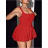 imageSOLY HUX Womens Plus Size Square Neck Sleeveless A Line Bubble Dress Y2k Mini DressesPure Red