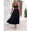 imageSOLY HUX Womens Printed Halter Sleeveless Split Ruffle Hem A Line Dress Summer Midi DressesBlack Chevron