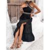 imageSOLY HUX Womens Printed Halter Sleeveless Split Ruffle Hem A Line Dress Summer Midi DressesBlack Chevron