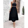 imageSOLY HUX Womens Printed Halter Sleeveless Split Ruffle Hem A Line Dress Summer Midi DressesBlack Chevron