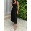 imageSOLY HUX Womens Square Neck Formal Dress Sleeveless Flowy A Line Ruched Waist Elegant Long DressesPlain Black