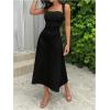 imageSOLY HUX Womens Square Neck Formal Dress Sleeveless Flowy A Line Ruched Waist Elegant Long DressesPlain Black
