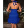 imageSOLY HUX Womens Summer Halter Bodycon Mini Dress Sexy Deep V Ruffle Party Cocktail Cami DressesRoyal Blue
