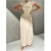 imageSOLY HUX Womens Summer Maxi Dress Mock Neck Cap Sleeve A Line Flowy Modest Elegant Long DressesPlain Khaki