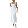 imageSOLY HUX Womens Backless Bodycon Dress Square Neck Sleeveless Fishtail Hem Textured Long DressesPure White