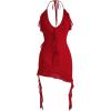 imageSOLY HUX Womens Halter Ruffle Cami Mini Dresses Bodycon Backless Club Party DressSolid Red