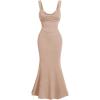 imageSOLY HUX Womens Open Back Cowl Neck Bodycon Maxi Dresses Sleeveless Tie Backless Cami Party Long DressPlain Apricot