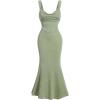 imageSOLY HUX Womens Open Back Cowl Neck Bodycon Maxi Dresses Sleeveless Tie Backless Cami Party Long DressSolid Green