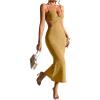 imageSOLY HUX Womens Open Back Going Out Dresses Cut Out Cami Spaghetti Strap Backless Midi Bodycon DressPlain Yellow