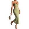 imageSOLY HUX Womens Open Back Going Out Dresses Cut Out Cami Spaghetti Strap Backless Midi Bodycon DressSolid Green
