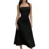 imageSOLY HUX Womens Square Neck Formal Dress Sleeveless Flowy A Line Ruched Waist Elegant Long DressesPlain Black