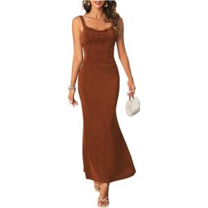 imageSOLY HUX Womens Open Back Cowl Neck Bodycon Maxi Dresses Sleeveless Tie Backless Cami Party Long DressSolid Rust Brown