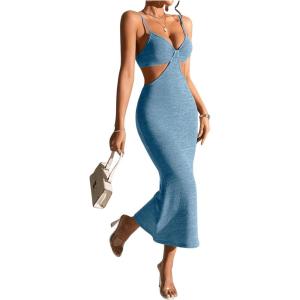 imageSOLY HUX Womens Open Back Going Out Dresses Cut Out Cami Spaghetti Strap Backless Midi Bodycon DressPlain Blue