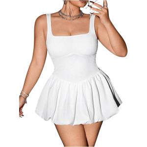 imageSOLY HUX Womens Plus Size Square Neck Sleeveless A Line Bubble Dress Y2k Mini DressesPure White
